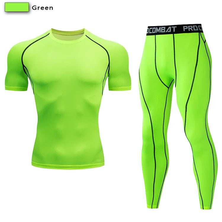 2PCS Men's Compression Sportswear Set – Gym & Fitness Tracksuit