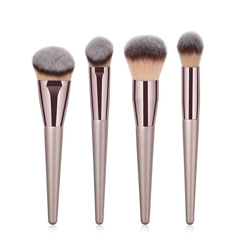 Hot Champagne Makeup Brushes Set - Foundation, Powder, Blush, Eyeshadow