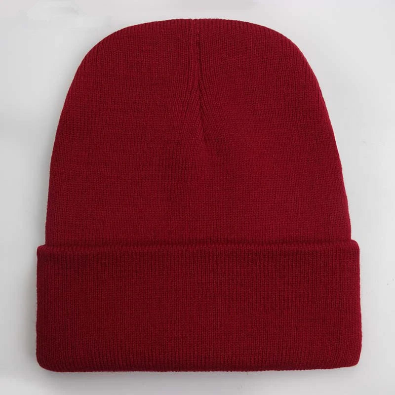 Solid Unisex Beanie - Warm Knitted Winter Skull Cap