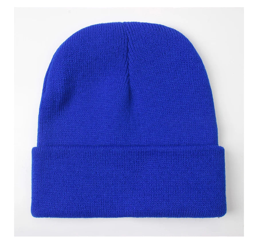 Solid Unisex Beanie - Warm Knitted Winter Skull Cap