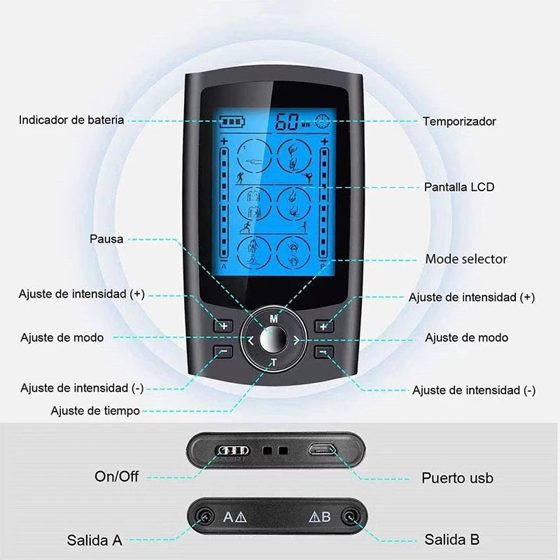 36-Mode TENS & EMS Muscle Stimulator – Digital Therapy Massager