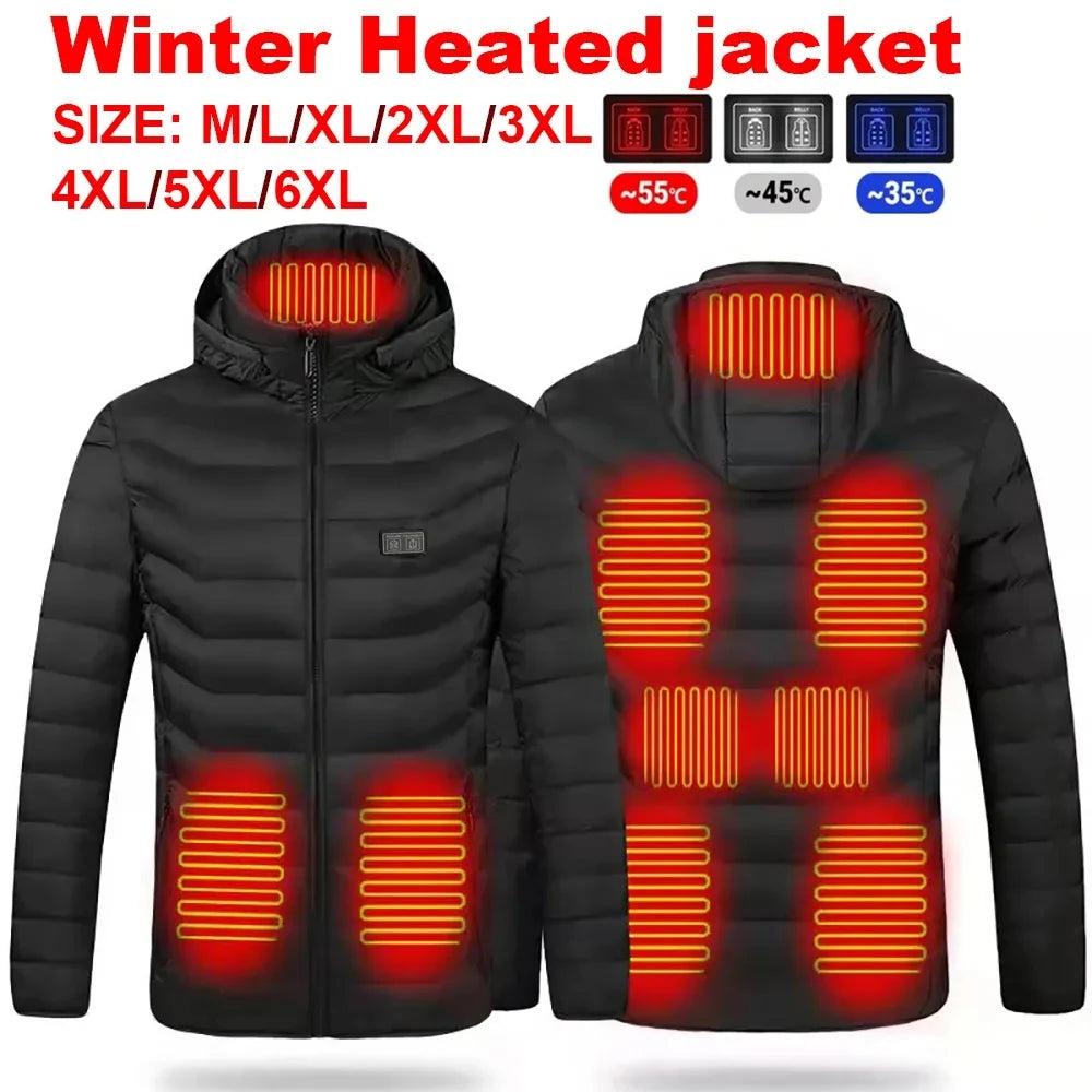 USB men's heated jacket, motorcycle jacket, skiing, camping, winter, 21 zones