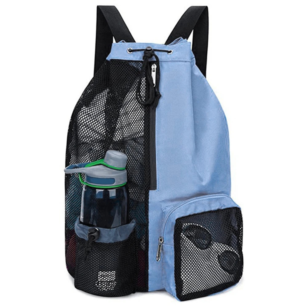 Swim Mesh Drawstring Backpack with Wet Pocket