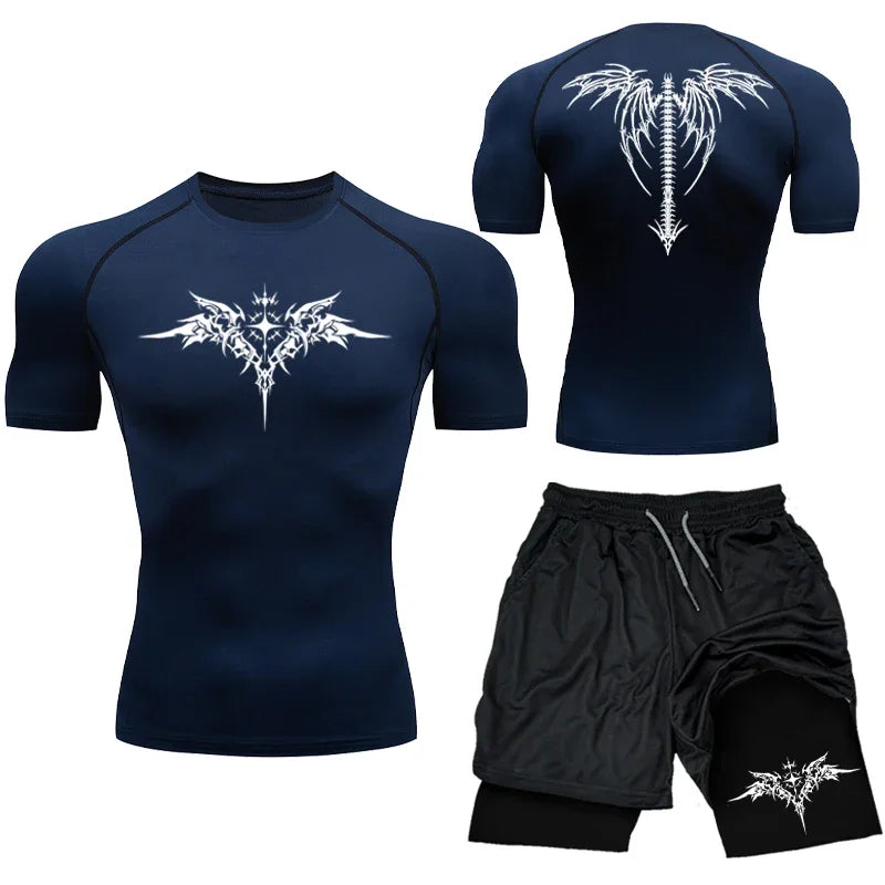 Men's MMA Boxing Compression Set – Quick-Dry Rashguard & Shorts