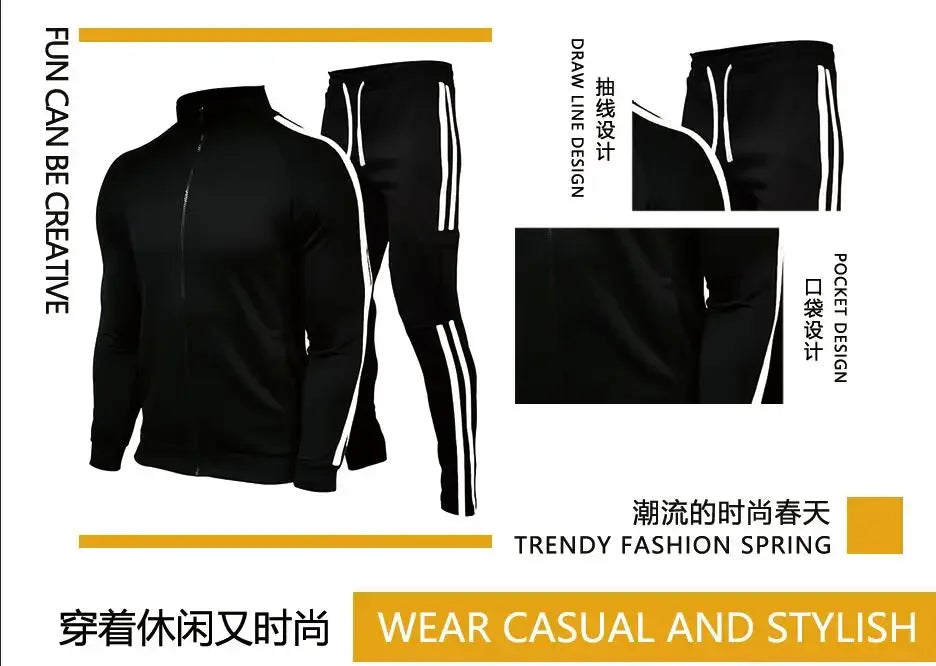 Men's Zipper Stand Collar Workout Set