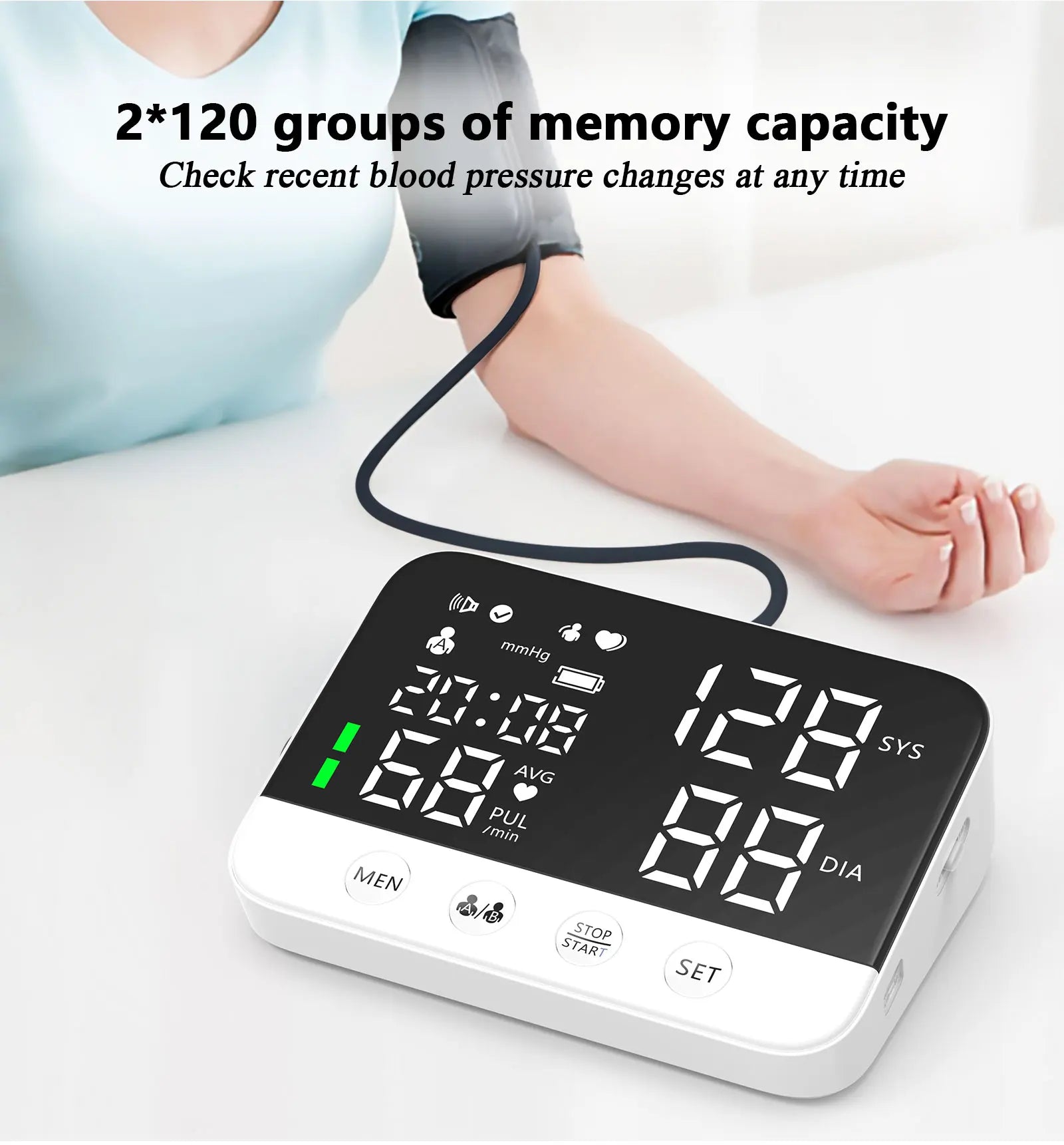 Upper Arm Cuff Blood Pressure Monitor Electronic Digital Sphygmomanometer Medical BP Monitors Tensiometer