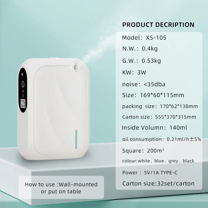 140ML Wall-Mounted Aroma Diffuser with Bluetooth Control