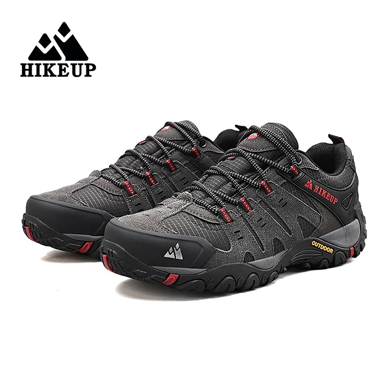 HIKEUP Men’s Suede Leather Hiking Shoes – Outdoor Trekking Sneakers