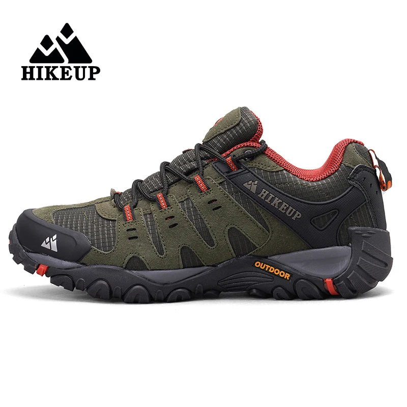 HIKEUP Men’s Suede Leather Hiking Shoes – Outdoor Trekking Sneakers