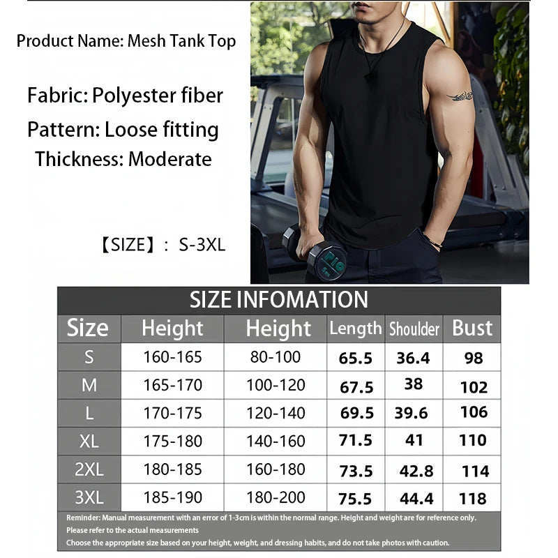 New Men's Gym Tank Top - Quick-Drying Sleeveless Bodybuilding Shirt