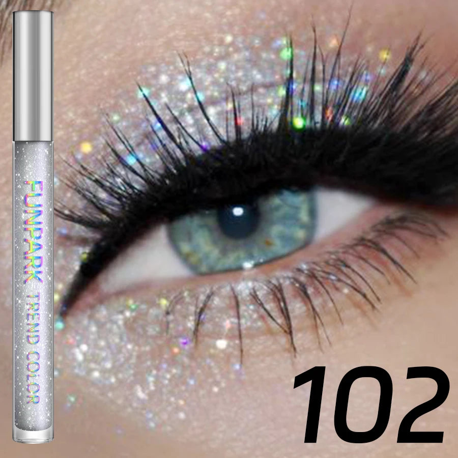 Colorful Liquid Eyeshadow & Glitter Eyeliner – Long-Lasting Shimmer