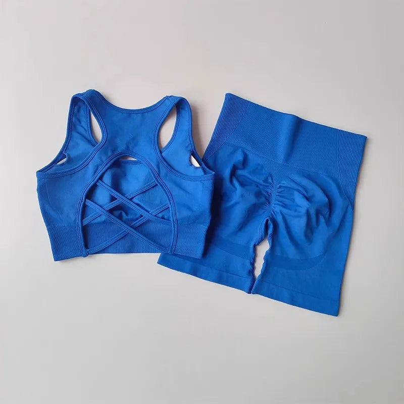 Women's Seamless Yoga Set – Sport Bra & High-Waist Shorts