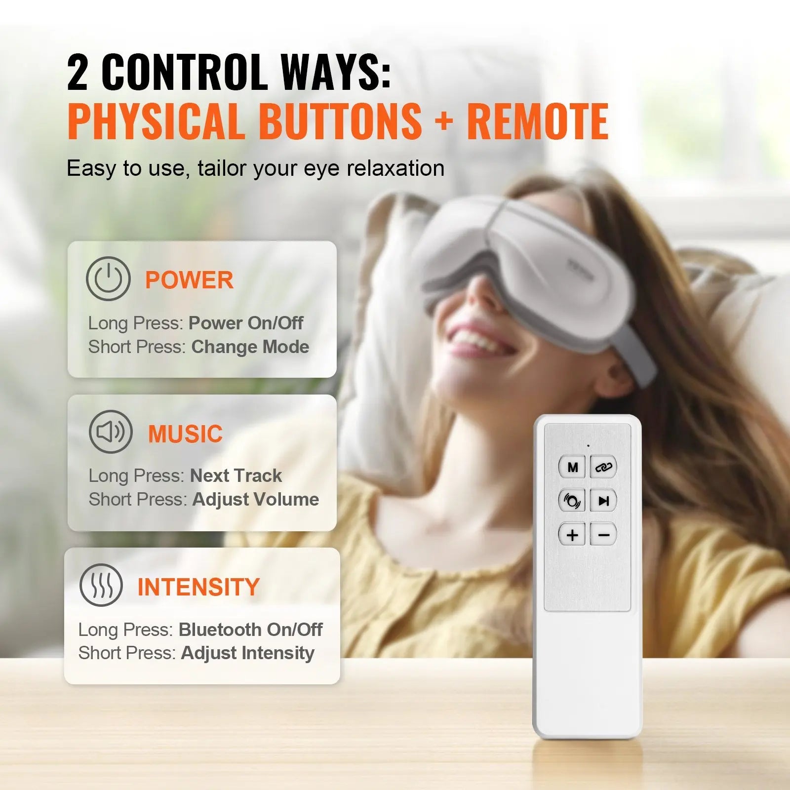 & Remote Eye Massager with Heat Eye Care Device 5 Modes Bluetooth Music