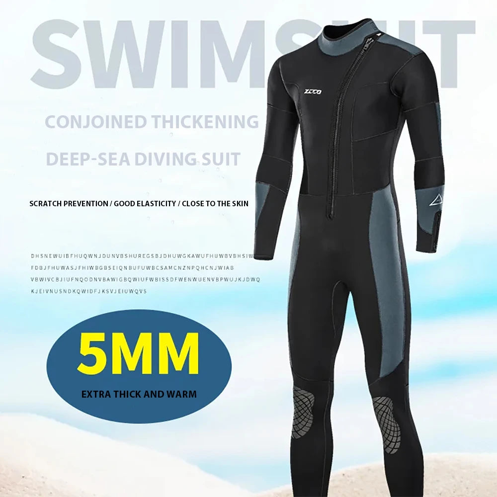5mm Neoprene Long-Sleeve Diving Wetsuit for Men & Women