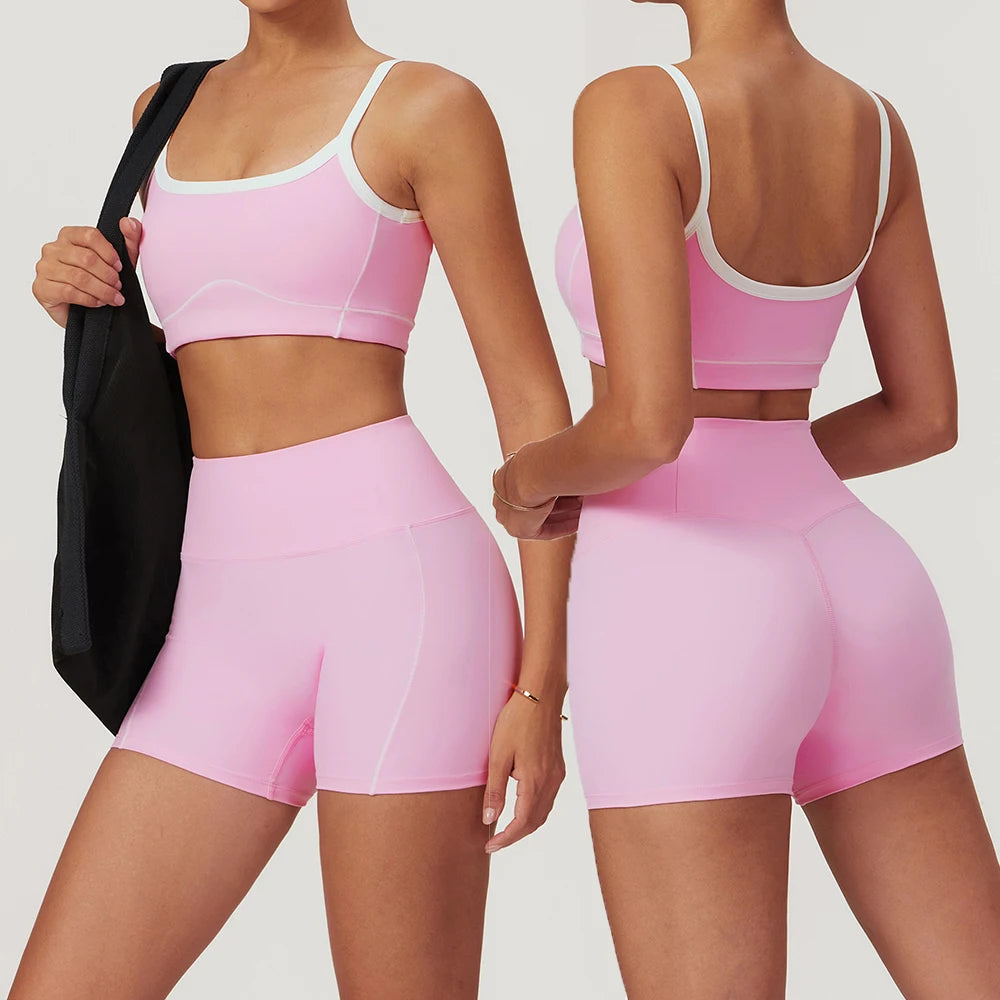 Women's Yoga Set – Sport Bra & High-Waist Flare Leggings/Shorts