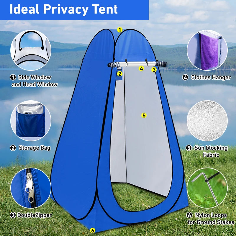 WESTTUNE Portable Toilet with Pop-Up Privacy Tent – Camping Shower & Changing