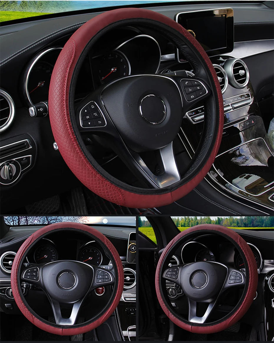 Universal Microfiber Leather Steering Wheel Cover (37-39cm)