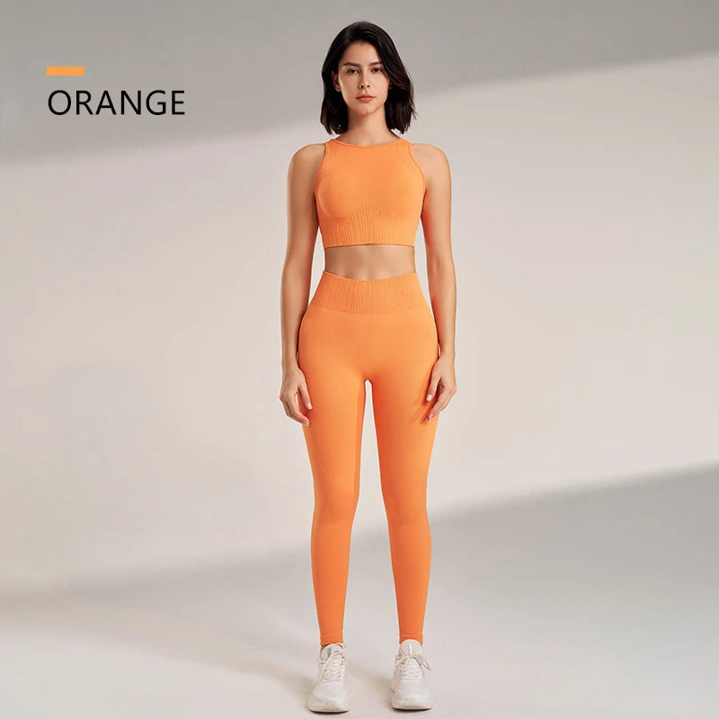 Women's Seamless Yoga Set – High-Waisted Leggings & Top