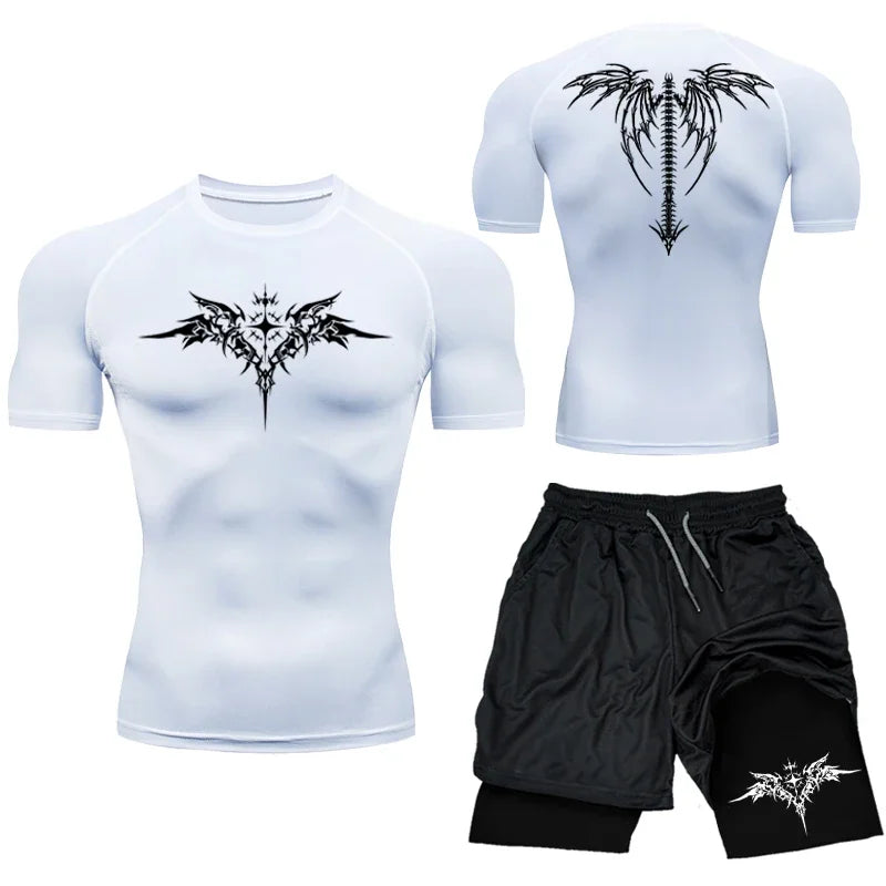 Men's MMA Boxing Compression Set – Quick-Dry Rashguard & Shorts