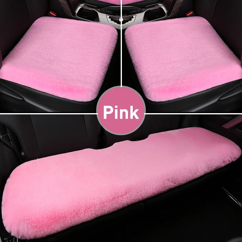 Winter Plush Rabbit Fur Car Seat Cushion – Ultra-Soft & Warm