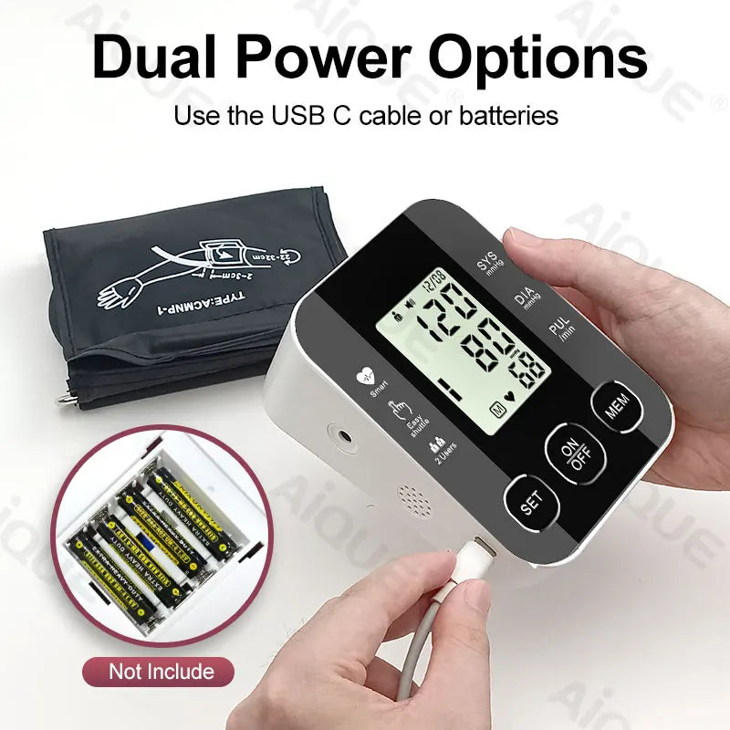 JUSTLANG Medical Arm Blood Pressure Monitor Digital Tensiometer Tonometer Baumanometer 22-32 CM Cuff Health Care for Adult