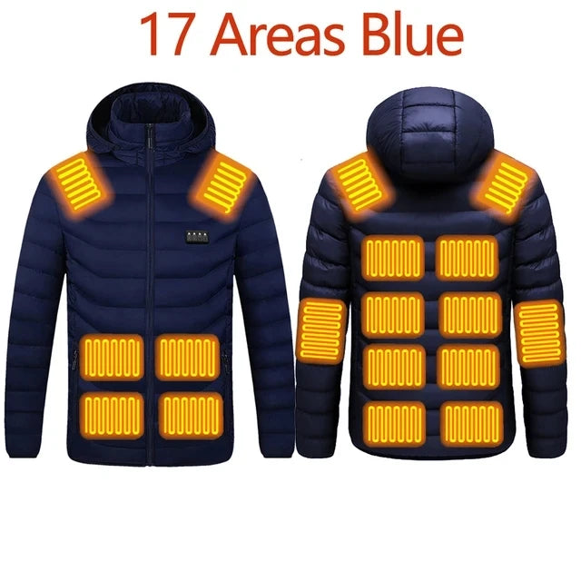 USB men's heated jacket, motorcycle jacket, skiing, camping, winter, 21 zones