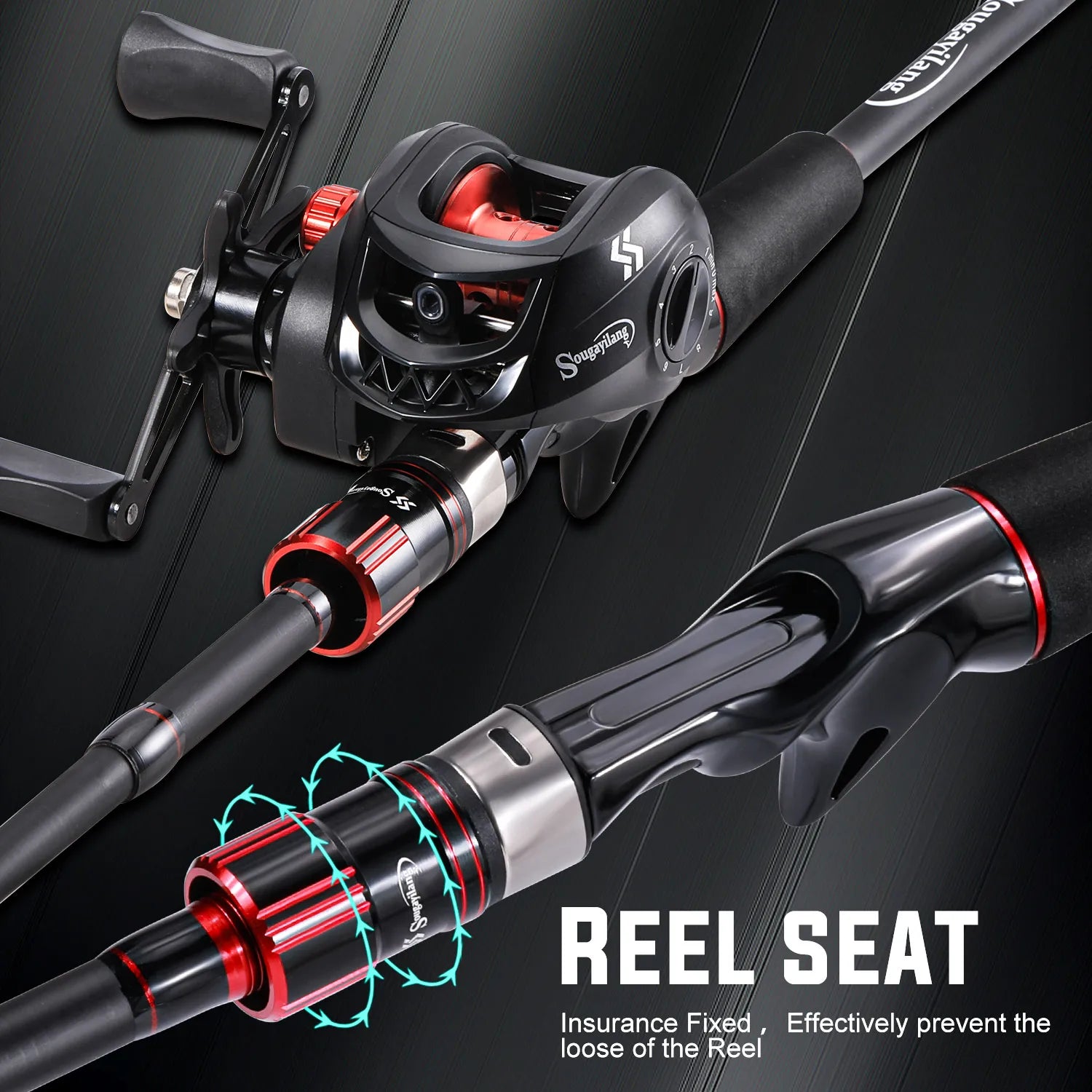Sougayilang ProCast™ Carbon Baitcasting Combo – 1.8~2.1m Rod + 7.2:1 Reel