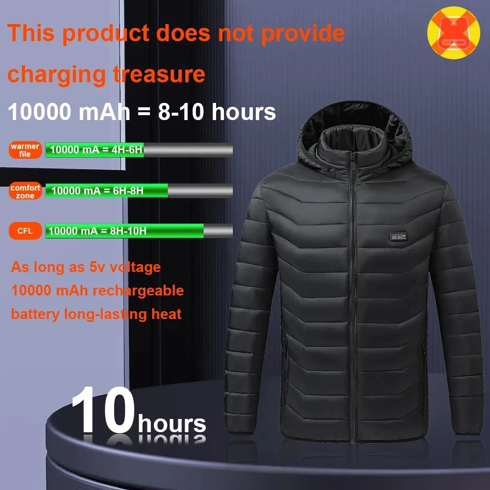 USB men's heated jacket, motorcycle jacket, skiing, camping, winter, 21 zones