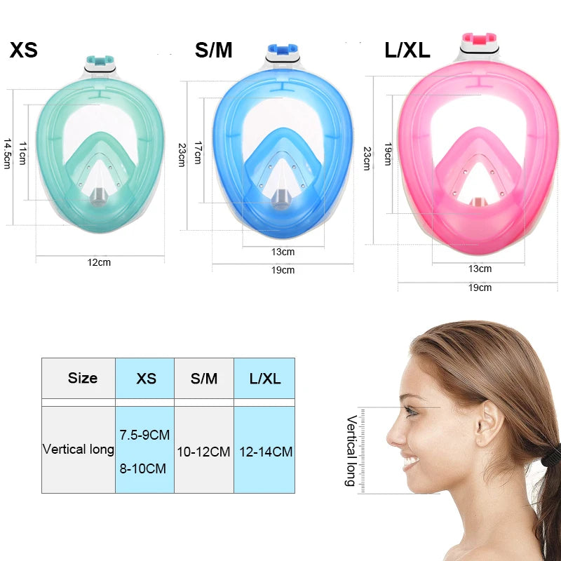 Underwater Anti-Fog Full Face Snorkeling and Diving Mask for Adults and Kids