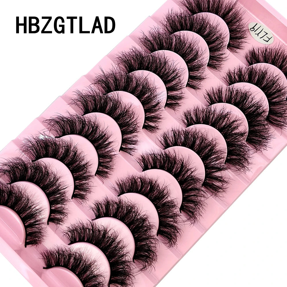 10 Pairs Faux Mink 3D Curly Eyelashes – Handmade Natural Look