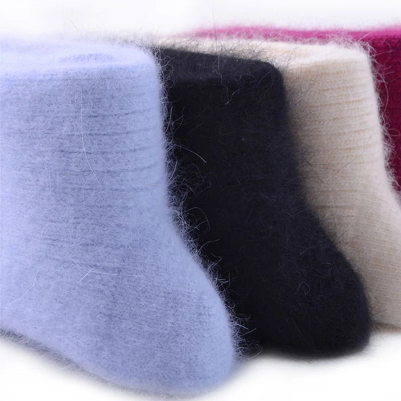 Wool Socks women's female Winter Warm Women Socks Super Thicker Solid Sheep Wool Against Cold Snow Thermal Socks Soft  1 Pairs