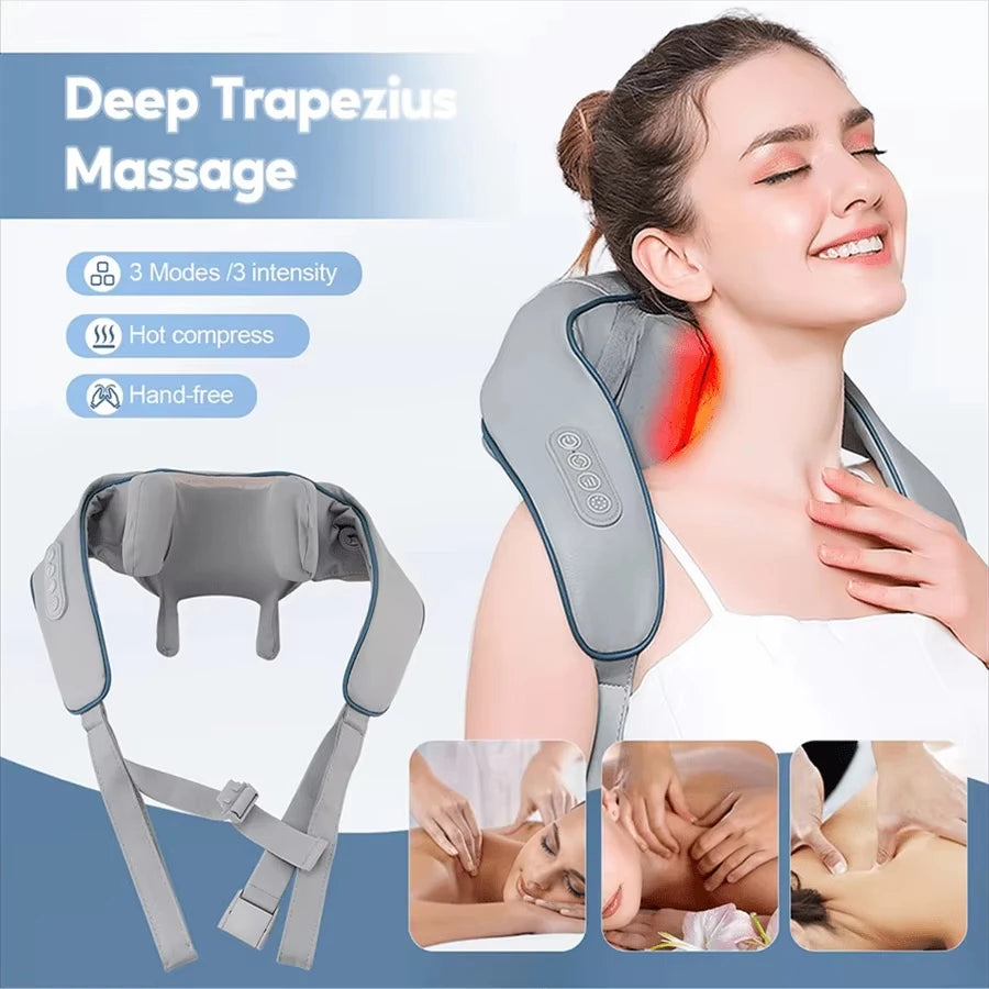 Electric Hot Compress Massager – Shoulder & Neck Kneading Therapy