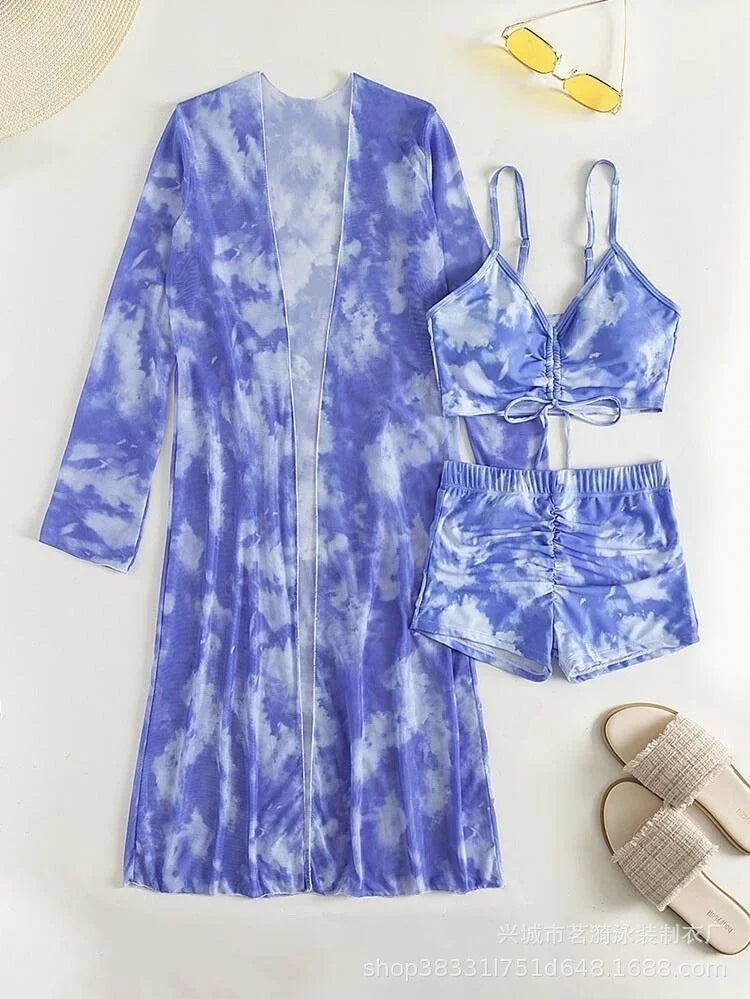 Summer Print Tankini Set – Push-Up 3-Piece Women’s Swimwear