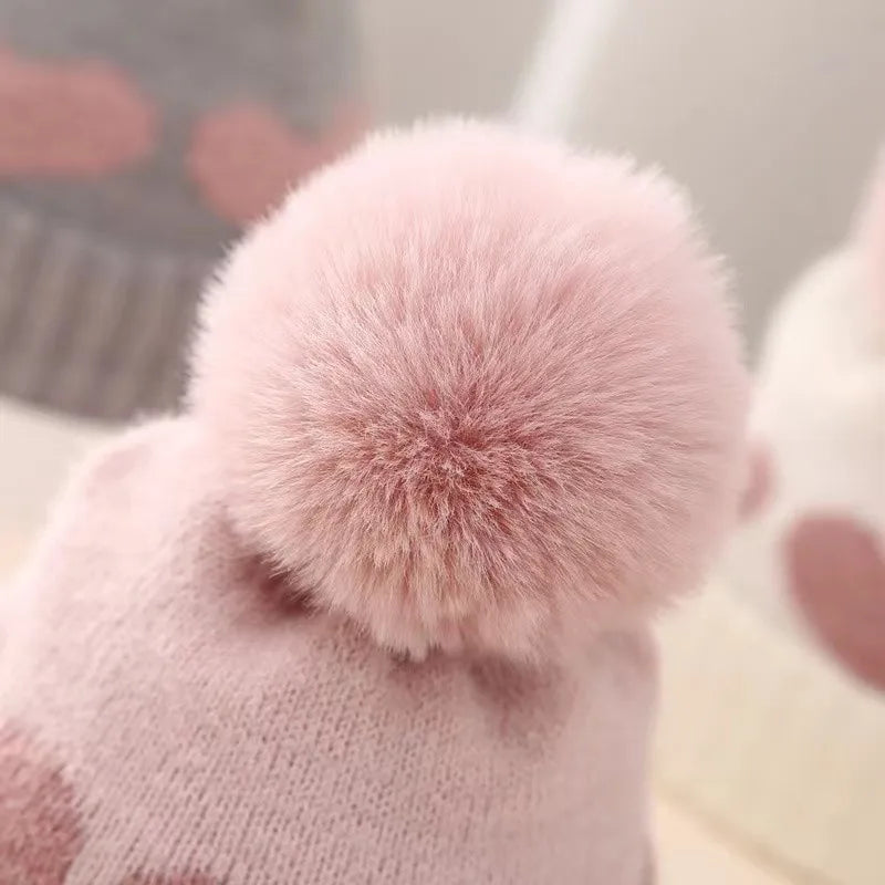 Fur Pompom Baby Hat