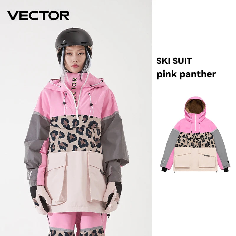 VECTOR Ski Wear Women Man Hooded Sweater Reflective Trend Ski Wear Thickened Warmth and Waterproof Ski Equipment Ski Suit Women