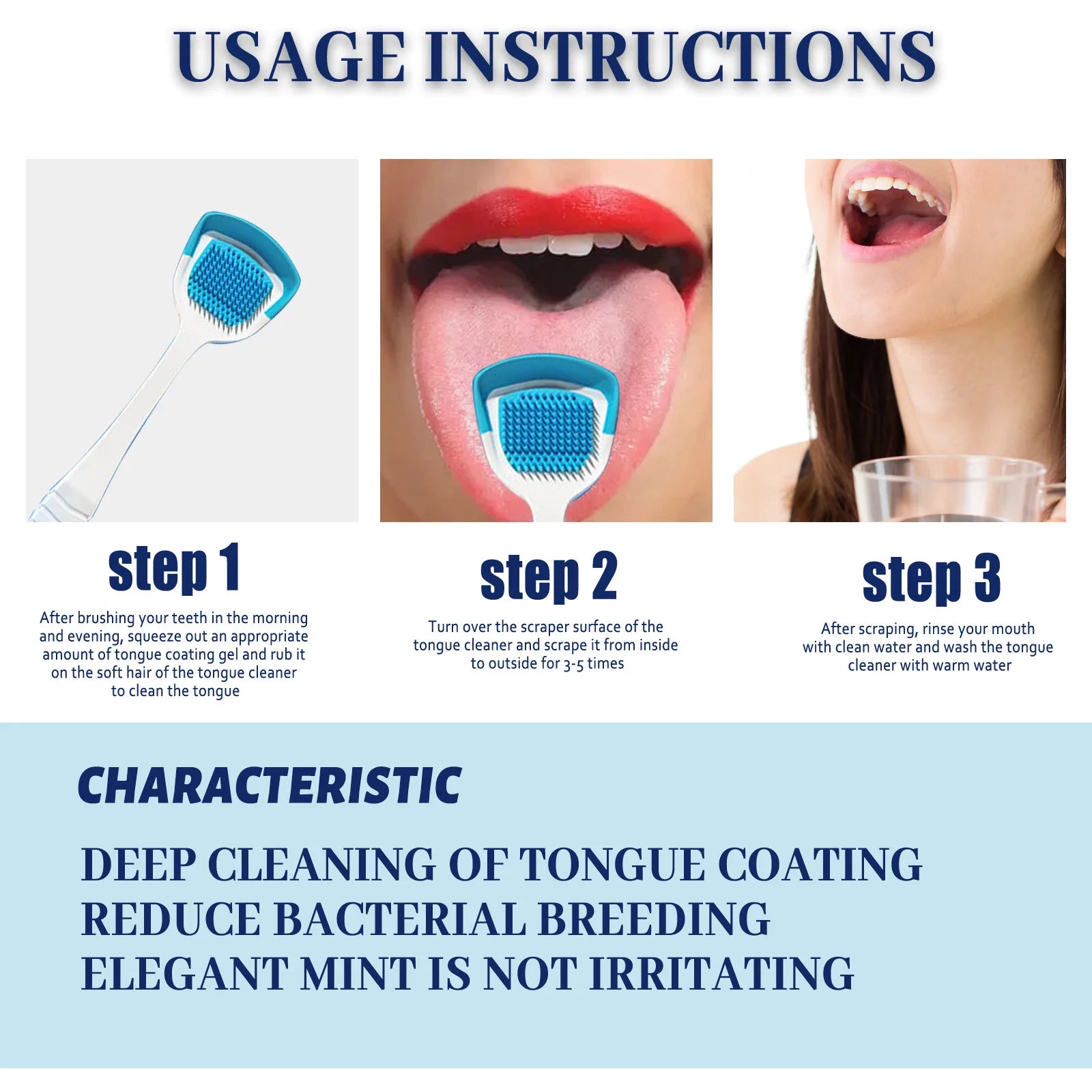 Eelhoe Tongue Cleaner Gel With Brush Oral Care Remove Bad Breath And Fresh Breath Tongue Scraper Tongue Brush