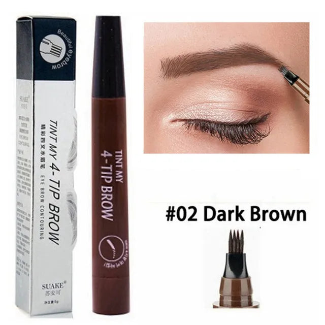 5-Color Waterproof Microblading Eyebrow Pen – 4-Tip Precision