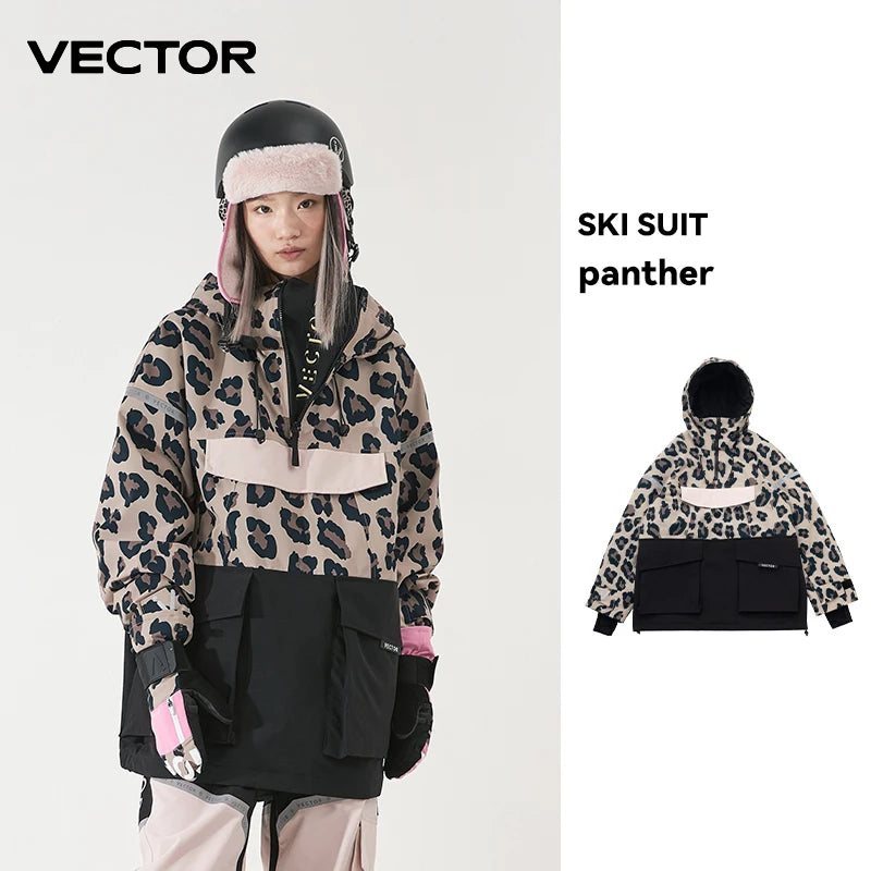 VECTOR Ski Wear Women Man Hooded Sweater Reflective Trend Ski Wear Thickened Warmth and Waterproof Ski Equipment Ski Suit Women