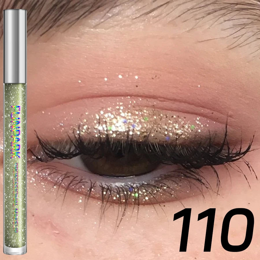 Colorful Liquid Eyeshadow & Glitter Eyeliner – Long-Lasting Shimmer