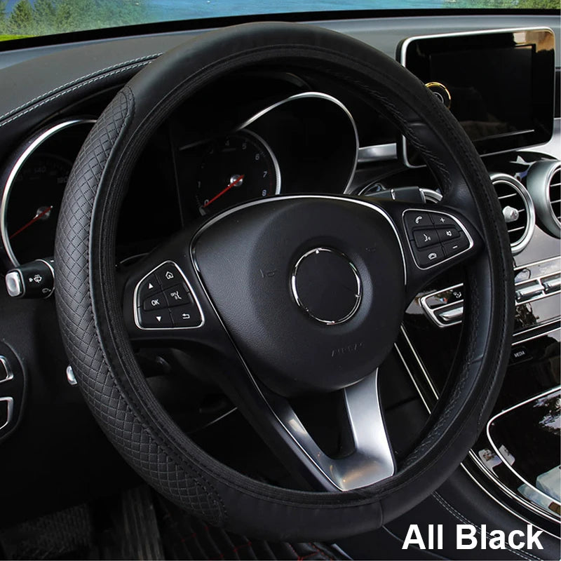 Universal Microfiber Leather Steering Wheel Cover (37-39cm)