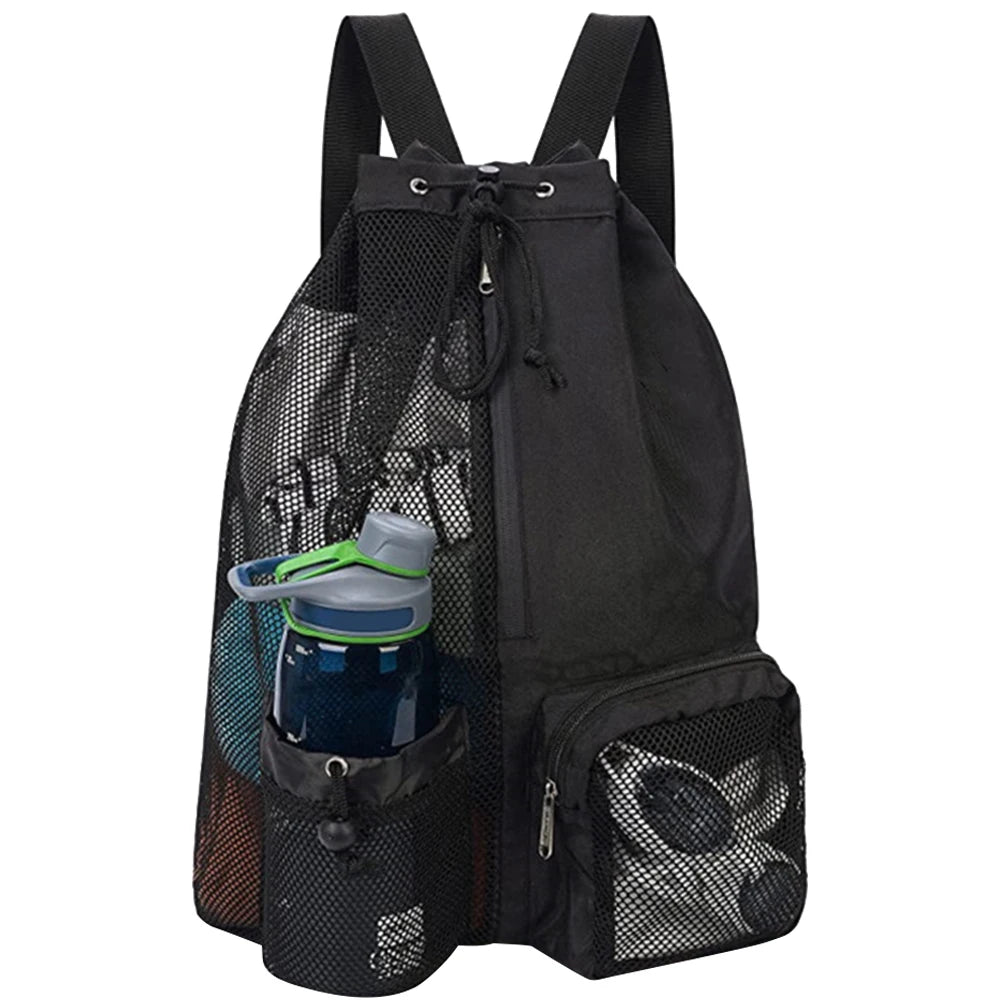 Swim Mesh Drawstring Backpack with Wet Pocket