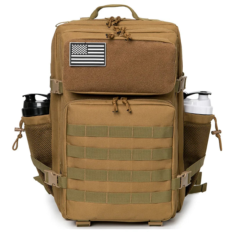 QT&QY 50L Tactical Backpack – MOLLE Survival Rucksack with Bottle Holder