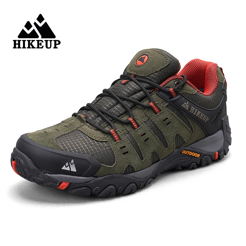 HIKEUP Men’s Suede Leather Hiking Shoes – Outdoor Trekking Sneakers