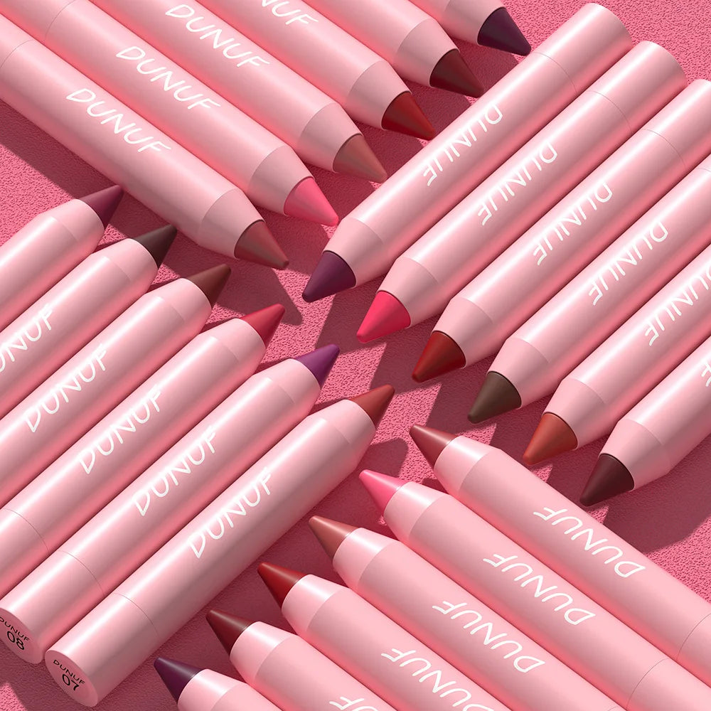 18-Colors Lipstick Pencil - Waterproof Sexy Red Matte Lip Contour Tint