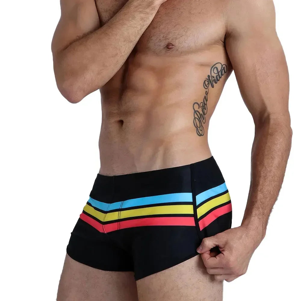 Men's Quick-Dry Swim Trunks – Striped Surf & Beach Shorts