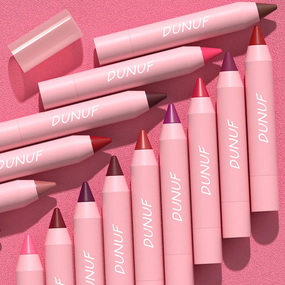 18-Colors Lipstick Pencil - Waterproof Sexy Red Matte Lip Contour Tint