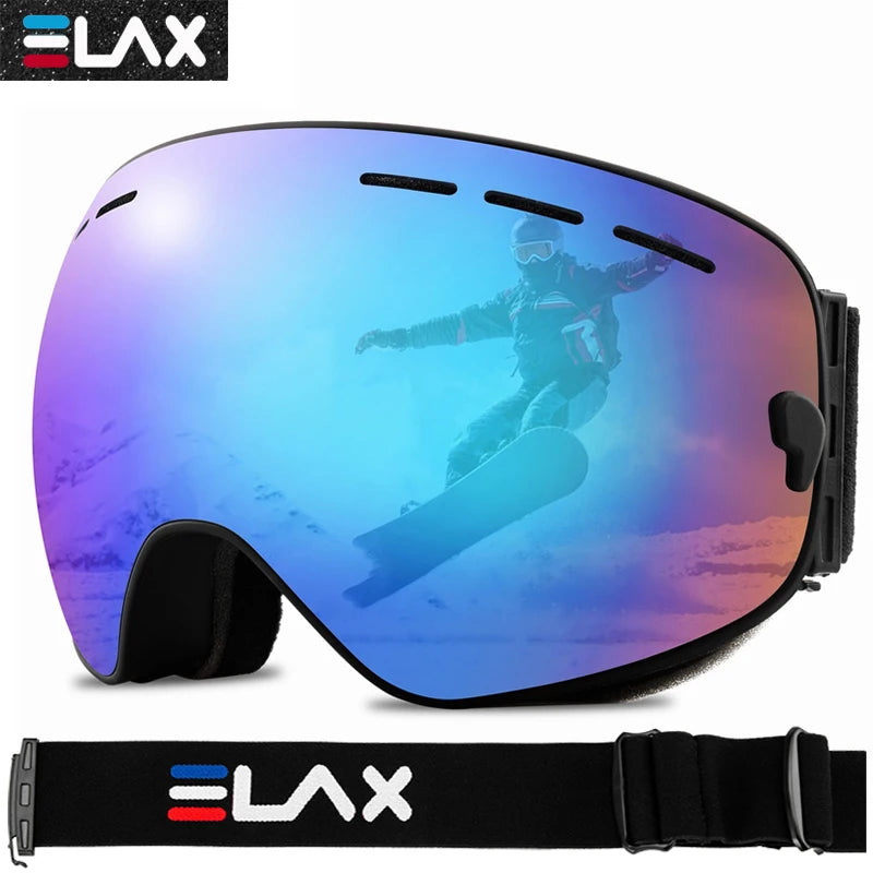 ELAX Brand Double Layers Anti-fog Ski Goggles Snowmobile Ski Mask Skiing Glasses Men Women Snow Googles Snowboard Sunglasses