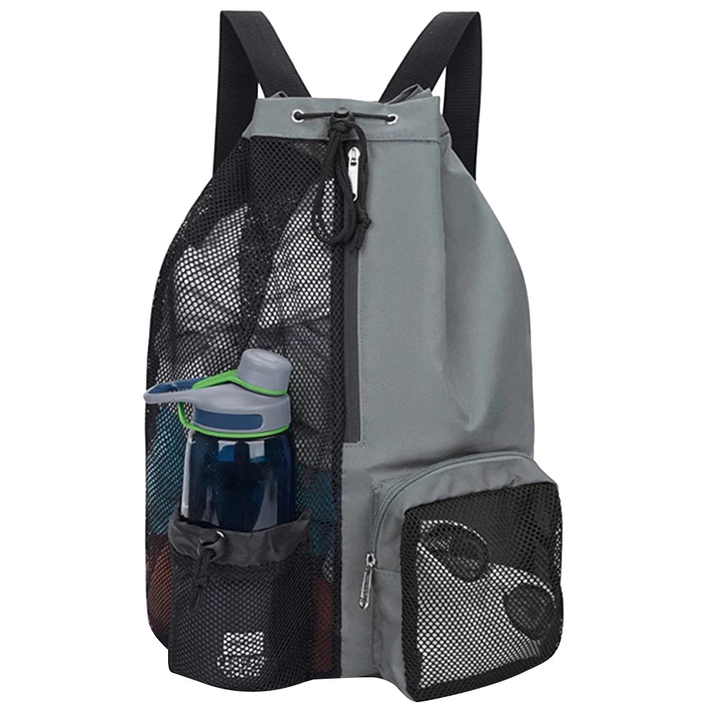 Swim Mesh Drawstring Backpack with Wet Pocket