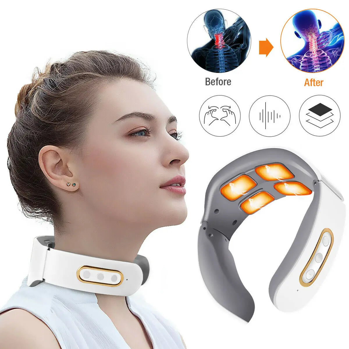 Electric Neck & Shoulder Pulse Massager with Heat – Pain Relief Therapy