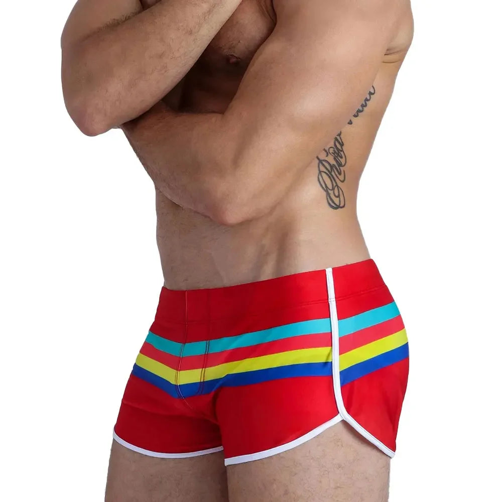 Men's Quick-Dry Swim Trunks – Striped Surf & Beach Shorts